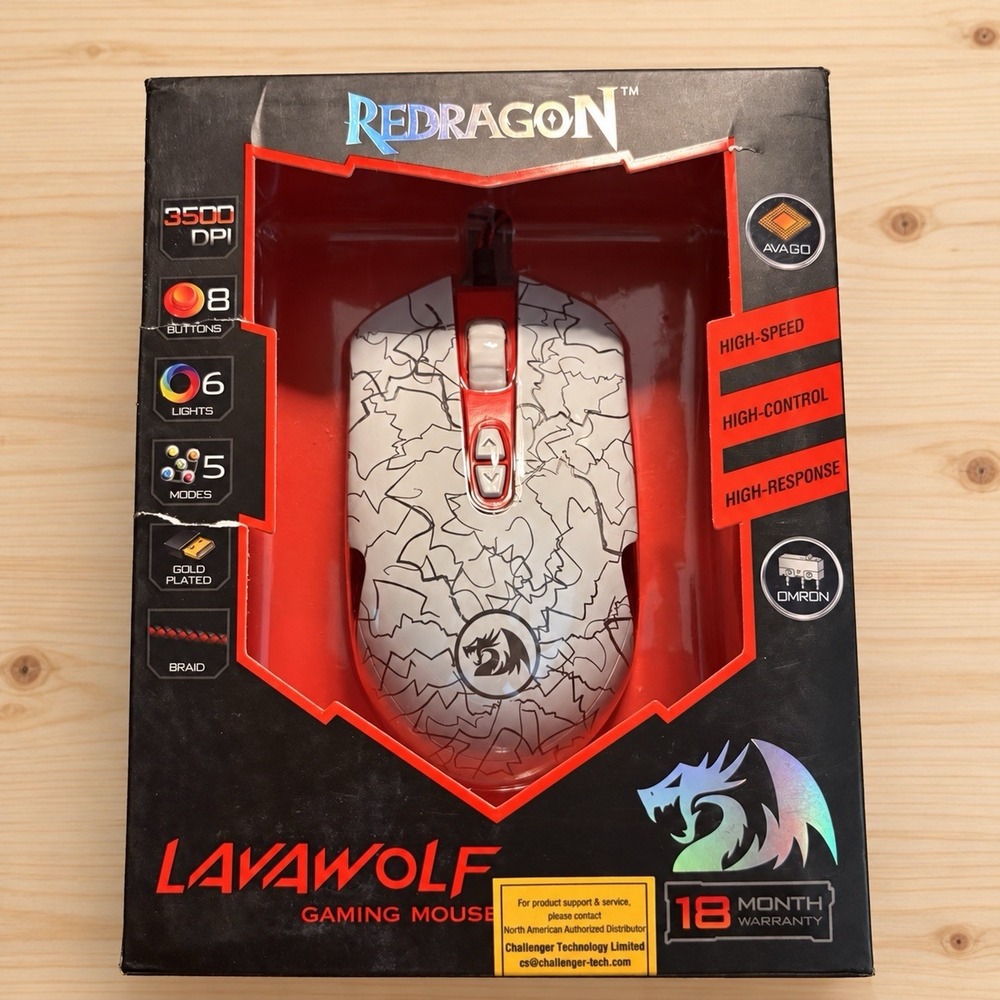 Redragon Lavawolf M701 Wired Gaming Mouse 3500 DPI White Programmable Box[A5]